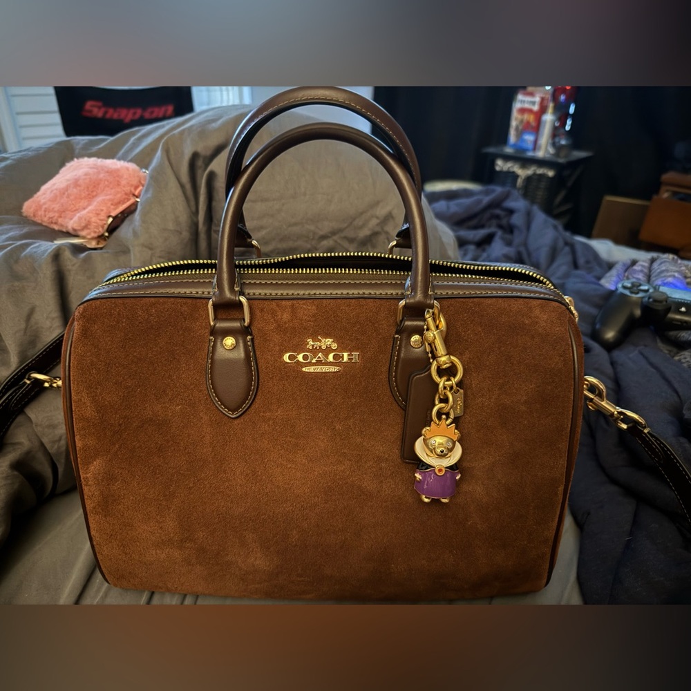 Coach Rowan Large Suede satchel *coach charm INCLUDED)*